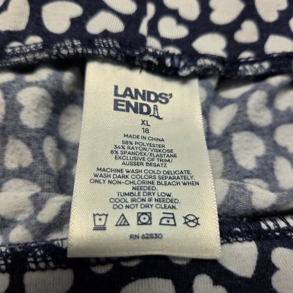 Lands' End Extra Large Navy Blue White Hearts Pull On Drawstring Lounge Pants - Picture 8 of 8